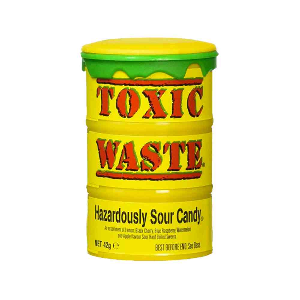 Udfordr dit mod med Toxic Waste Yellow Sour Candy Drum – kan du håndtere syrligheden?