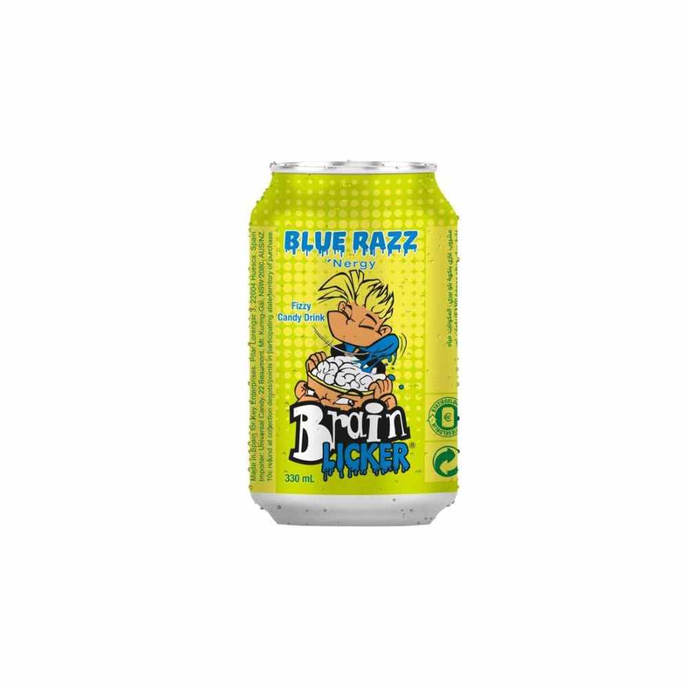 Brain Licker Blue Razz Fizzy Candy Drink 33Cl
